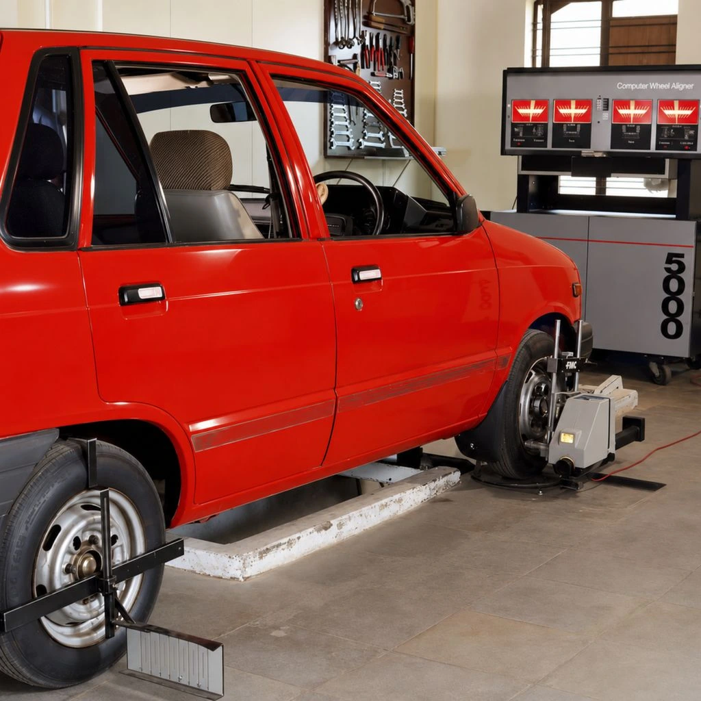 DigiTech Auto ADAS Calibration Platform deployed in front of a vehicle windshield, showing target board and adjustable crossbar frame